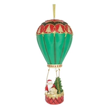 Karácsonyi dekor mikulás hőlégballonban, akasztós