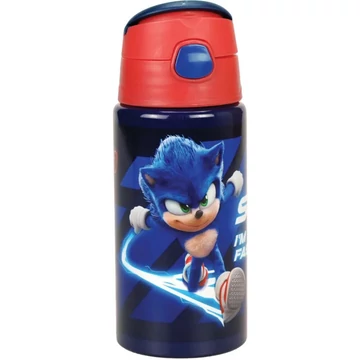 Sonic a sündisznó Brawn alumínium szívószálas kulacs akasztóval 500 ml
