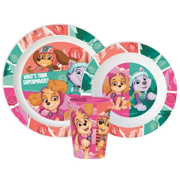 Mancs Őrjárat Superpowers étkészlet, micro műanyag szett, pohárral 260 ml Mancs Őrjárat Superpowers étkészlet, micro műanyag szett, pohárral 260 ml