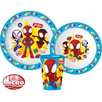 Pókember Spidey Team étkészlet, micro műanyag szett, pohárral 260 ml Pókember Spidey Team étkészlet, micro műanyag szett, pohárral 260 ml