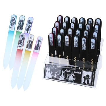 Körömreszelő üvegfoglalattal,14cm,Fekete macska 24 db-os szett,kínálóval, H.C.013-1400