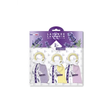 Levendulával töltött Provence zsák 18g, fakarikával, 3 db-os szett, LAV.LHP6ACP