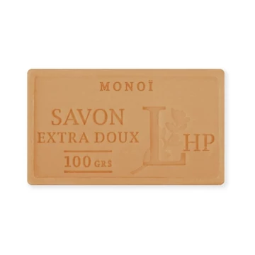 Marseille szappan, növényi olajjal, 100g, parabén-tartósítószer-szulfát mentes, hidratáló, celofánban, Monoi (Tiaré virág), LAV.LHP25100MON