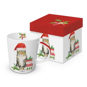 Porcelánbögre 0,35l, dobozban, Christmas Kitty, PPD.604155