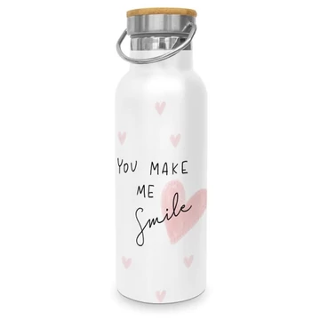 Rozsdamentes acél hőtartó útipalack, duplafalú 0,5l, Make me Smile, PPD.471342