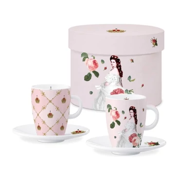 Porcelán eszpresszócsésze+alj 75ml,2 személyes, dobozban, Sisi and Vienna, PPD.162902344