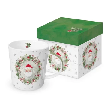 Porcelánbögre 0,4l dobozban, Wreath & Santa, PPD.360303117