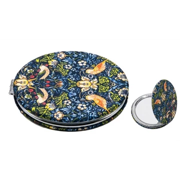 Textilbevonatú zsebtükör 7cm, nagyítós tükörrel, William Morris:Strawberry Thief, FRI.12256 Textilbevonatú zsebtükör 7cm, nagyítós tükörrel, William Morris:Strawberry Thief, FRI.12256