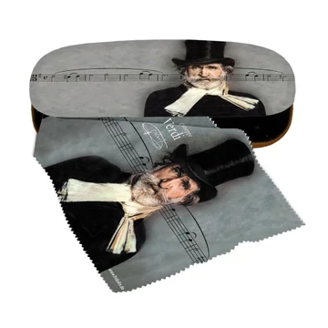 Szemüvegtok textilbevonatú,törlőkendővel 16x4x6,5cm, Giuseppe Verdi, FRI.12571