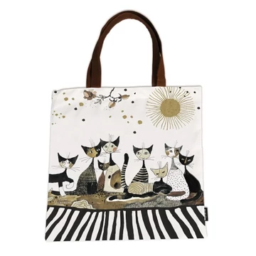 Textil bevásárló táska 38x40cm, polyester, Rosina Wachtmeister:Cats Sepia , FRI.12722