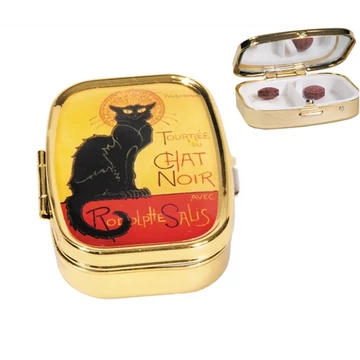 Gyógyszeres fémdoboz 2 fakkos, 5,1x1,8x3,6cm, Chat Noir, FRI.18246
