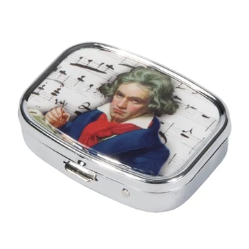 Gyógyszeres fémdoboz 2 fakkos, 5,1x1,8x3,6cm, Beethoven, FRI.18266