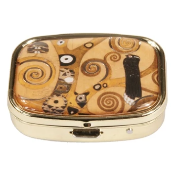 Gyógyszeres fémdoboz 2 fakkos, 5,1x1,8x3,6cm, Klimt:Életfa, FRI.18282