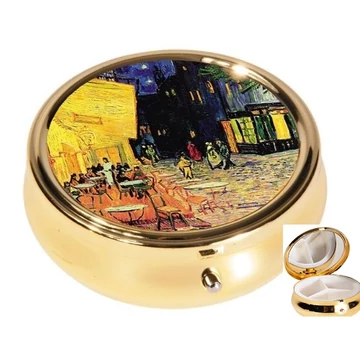 Gyógyszeres fémdoboz 3 fakkos 6x2,1cm Van Gogh:Kávéház éjjel, FRI.19951