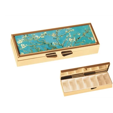 Gyógyszeres fémdoboz 7 fakkos, 10x1,8x3cm, Van Gogh:Mandulavirágzás, FRI.19981