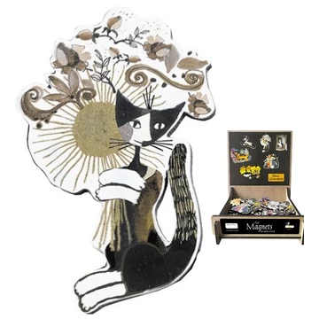 Hűtőmágnes (MDF lap) 4x6cm,Rosina Wachtmeister:cat Sepia,Blumenstrauss, FRI.67916 Hűtőmágnes (MDF lap) 4x6cm,Rosina Wachtmeister:cat Sepia,Blumenstrauss, FRI.67916