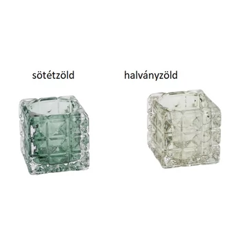 Négyzetes üveg mécsestartó, 7x7x7cm, zöld, Geh.22003125