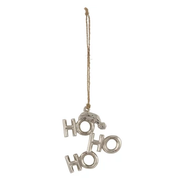 Fém függődísz, Ho-Ho-Ho 9x8cm, ezüst, Geh.22102483