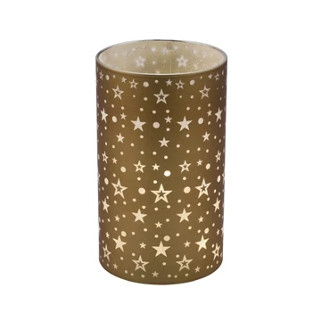 Aranyszínű üveghenger LED-es, átvilágítós, csillagos, 9x9x15cm, Geh.22203519