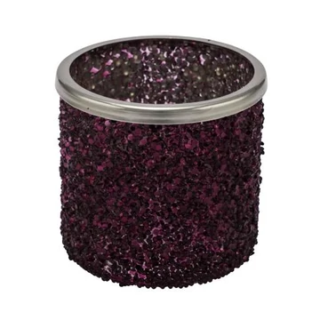 Üveg gyertyatartó, lila glitteres, 11x11x10cm, Geh.22303474 Üveg gyertyatartó, lila glitteres, 11x11x10cm, Geh.22303474