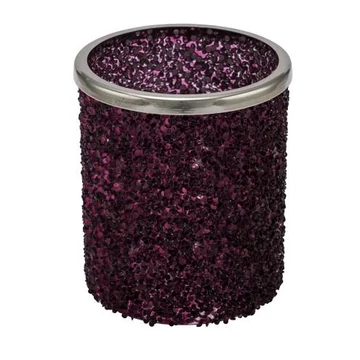 Üveg gyertyatartó, lila glitteres, 10,5x10,5x12,5cm, Geh.22303475