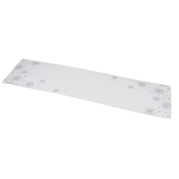 Asztali futó 40x150cm, fehér, ezüst csillagos, polyester, Geh.22305095