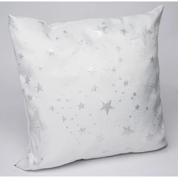 Párna töltelékkel, 45x45cm, fehér, ezüst csillagos, polyester, Geh.22305223