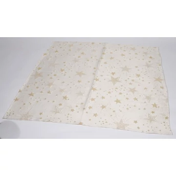 Asztalterítő 85x85cm, krém, arany csillagos, polyester, Geh.22305225