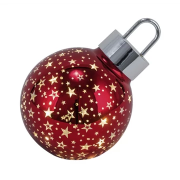 Csillagos piros üveggömb LED-es átvilágítós, 12x12x13,5cm, Geh.22405393