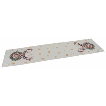 Asztali futó 40x150cm, polyester, szarvasfej koszorúval, Geh.22501245