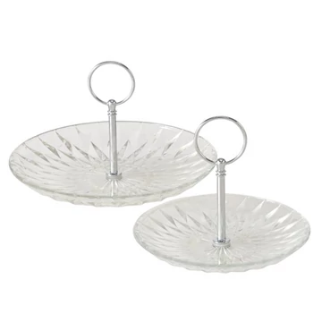 Asztali kínáló 2 részes, üveg-fém, 15x12cm/20x12cm, B.G.2044532