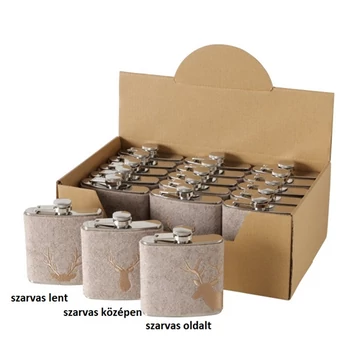 Szarvasos laposüveg 170ml, fém (rozsdamentes acél), textil bevonattal,3x11x9,2cm, Vilbert, B.G.2052192 Szarvasos laposüveg 170ml, fém (rozsdamentes acél), textil bevonattal,3x11x9,2cm, Vilbert, B.G.2052192