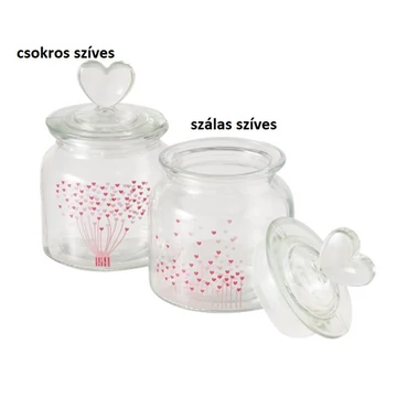 Üveg bonbonier szivecskés, 11x15,8cm, 700ml, Sherine, B.G.2055430 Üveg bonbonier szivecskés, 11x15,8cm, 700ml, Sherine, B.G.2055430