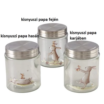 Üveg konyhai tároló fémtetővel, 12x10cm, 625ml, Bunny, B.G.2055986