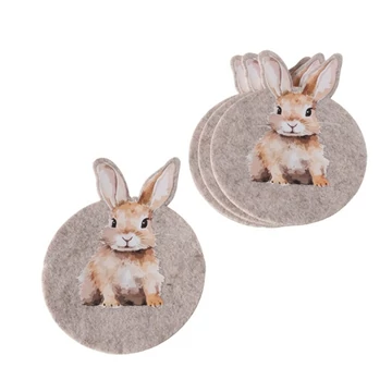 Nyuszis poháralátát 10x13cm, 4 db-os, polyester, Hansi, B.G.2056089
