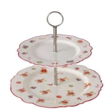 Porcelán süteménykínáló 2 emeletes, 23,5x27cm, piros pulcsis macival, Bailey, B.G.2059218 Porcelán süteménykínáló 2 emeletes, 23,5x27cm, piros pulcsis macival, Bailey, B.G.2059218