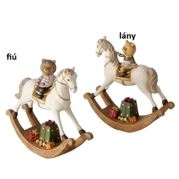 Macifiú/macilány hintalovon, 21x7x22cm, műanyag dekorfigura, Henry, B.G.2059908 Macifiú/macilány hintalovon, 21x7x22cm, műanyag dekorfigura, Henry, B.G.2059908