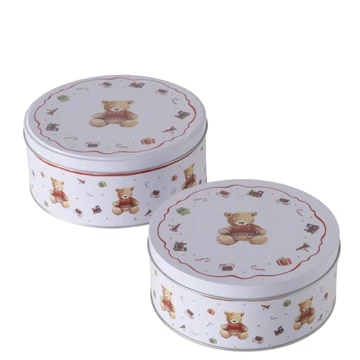 Fémdobozszett 7x16/8x18cm, piros pulcsis macival, Bailey, B.G.2060132