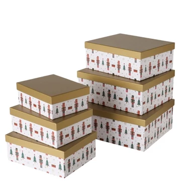 Kartondoboz szett 6 részes, 15-24,5x19,2-31x7,5-12cm, diótörős,Nutcro, B.G.2070287