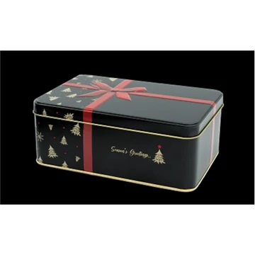 Fémdoboz dombornyomott, 192x127x75mm, Season's Greetings, fekete, T.B.XMS865