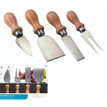 Sajtkésszett 4 db-os, rozsdamentes acél, fanyéllel, 14cm, K.C.KCC4