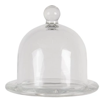 Üvegtálka üvegbúrával, 13x12cm, CLEEF.6GL3420