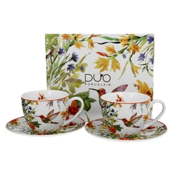 Porceláncsésze+alj, 270ml, 2 személyes, dobozban, Linnea, D.G.28348