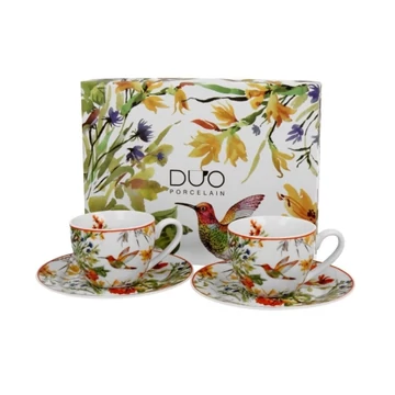 Porceláncsésze+alj ,110 ml,2 személyes, dobozban, Linnea, D.G.28355