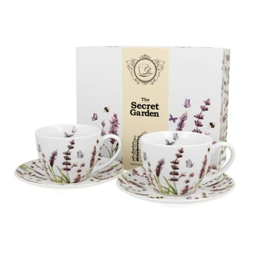 Porceláncsésze+alj, 225ml, 2 személyes, dobozban, Classic Lavender, D.G.28409