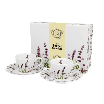 Porceláncsésze+alj, 100ml, 2 személyes, dobozban, Classic Lavender, D.G.28416