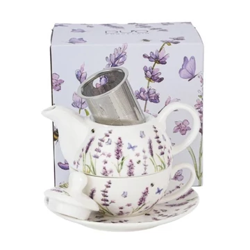 Porcelán egyszemélyes teáskészlet, 350-300ml, Classic Lavender, D.G.30761