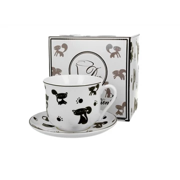 Porceláncsésze+alj, 450ml, dobozban, Koty Czarne, D.G.33212 Porceláncsésze+alj, 450ml, dobozban, Koty Czarne, D.G.33212