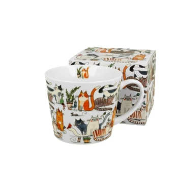 Porcelánbögre 610ml,dobozban,Lazy Cats, D.G.34608