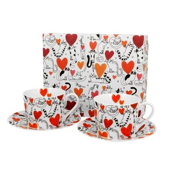 Porceláncsésze+alj,230ml,2 személyes,dobozban,Serca, D.G.34653